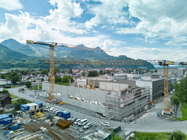 Baustelle des Erweiterungsbaus Appretur bei Getzner Textil in Bludenz